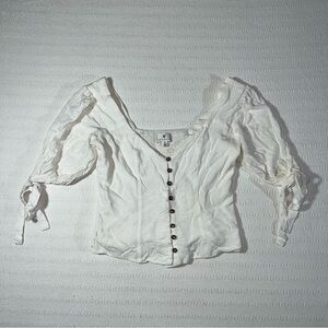 Socialite Womens Y2K Fairy Blouse Top Size S White Cottagecore Preppy Coquette